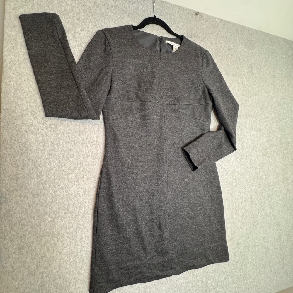 Diane von Furstenberg Wool Blend‎ Gray Long Sleeve Dress Size 10